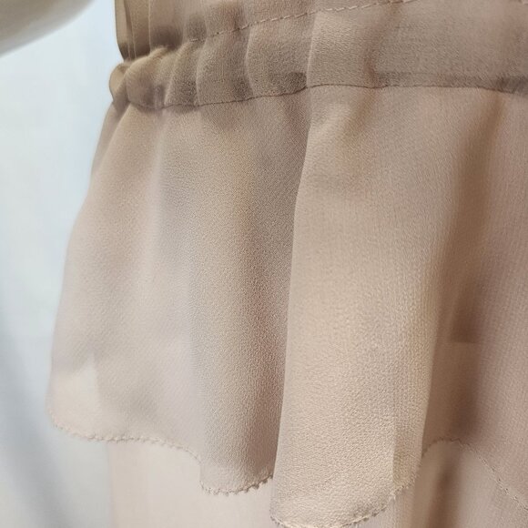 Kensie NWT Sheer Button-Down Dress With Drawstring Waist & Ruffle Hem Size 6 - Picture 9 of 16